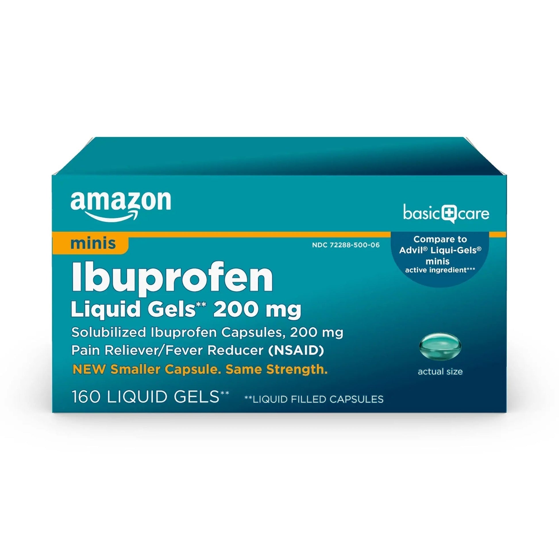Amazon Basic Care Ibuprofen Mini Liquid Gels, 200 mg, Pain Reliever and Fever Reducer for Headache, Backache, Menstrual Pain, Arthritis, 160 Count - Maple Wellness Supplements