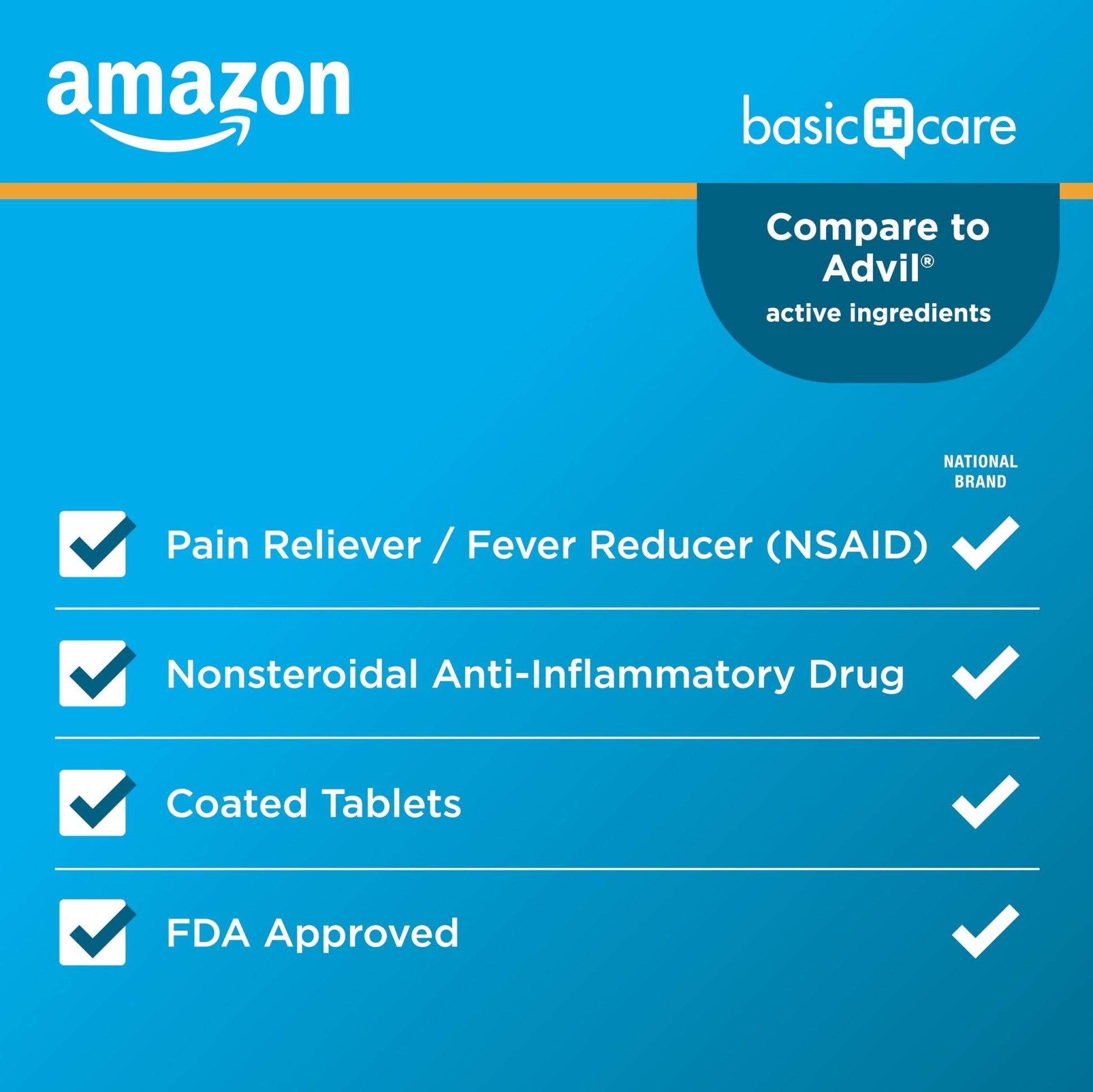 Amazon Basic Care Ibuprofen Tablets, Fever Reducer and Pain Relief from Body Aches, Headache, Arthritis Pain and More, 1000 Count - Maple Wellness Supplements