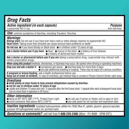 Amazon Basic Care Loperamide Hcl 2 Mg Softgels, Anti-Diarrheal, Easy to Swallow, Controls Symptoms of Traveler's Diarrhea, 24 Count - Maple Wellness Supplements