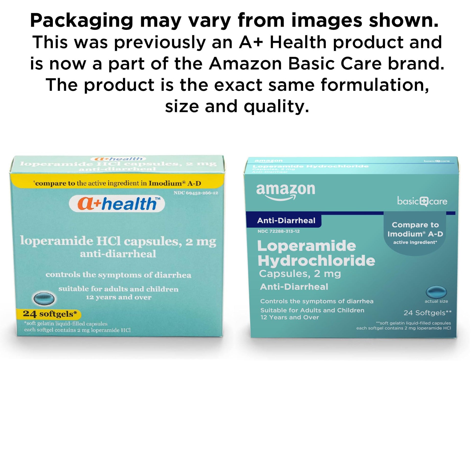 Amazon Basic Care Loperamide Hcl 2 Mg Softgels, Anti-Diarrheal, Easy to Swallow, Controls Symptoms of Traveler's Diarrhea, 24 Count - Maple Wellness Supplements