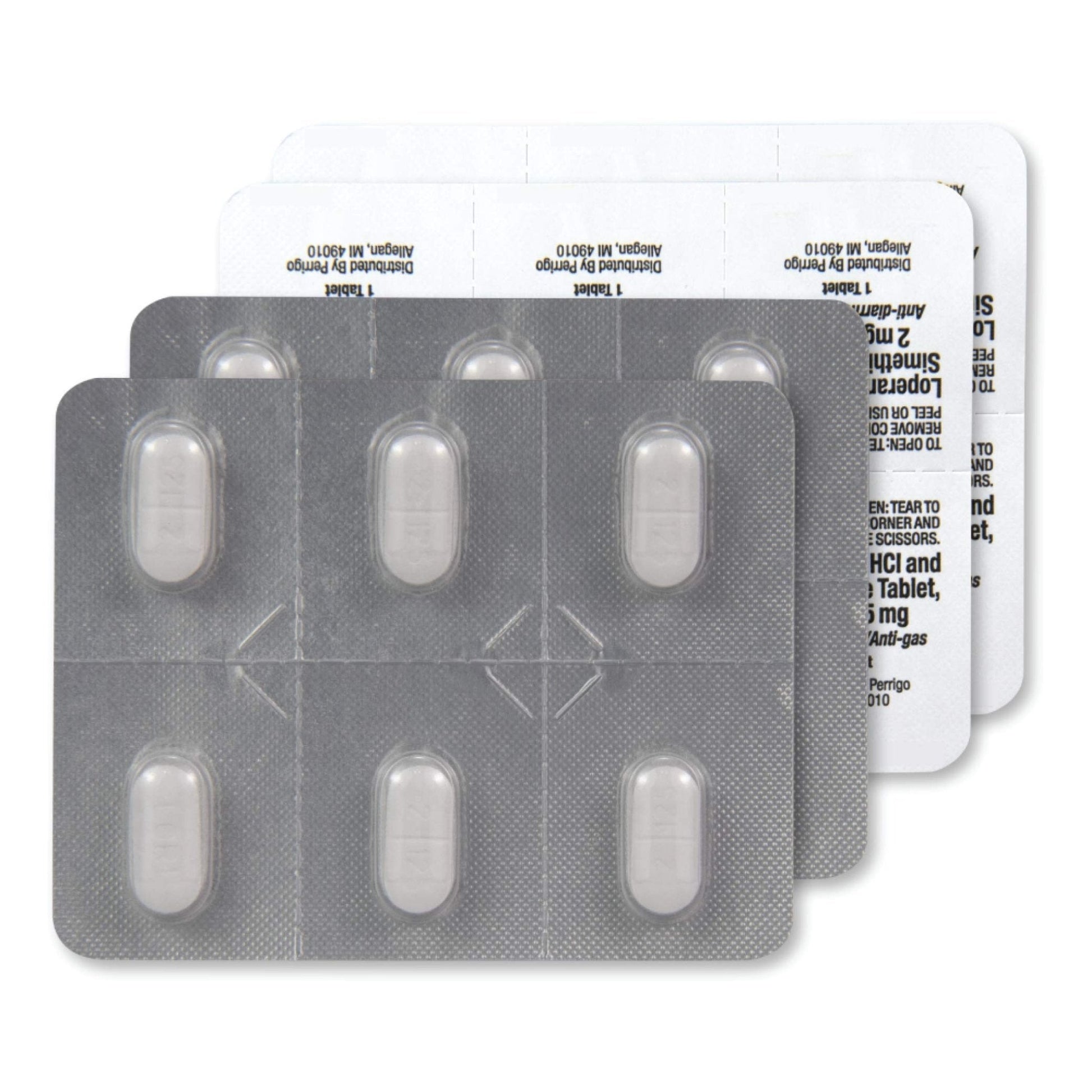 Amazon Basic Care Loperamide Hydrochloride 2 mg and Simethicone 125 mg Tablets, Multi-Symptom Relief, Anti-Diarrheal, Bloating and Cramps, Gas Relief, 24 Count - Maple Wellness Supplements