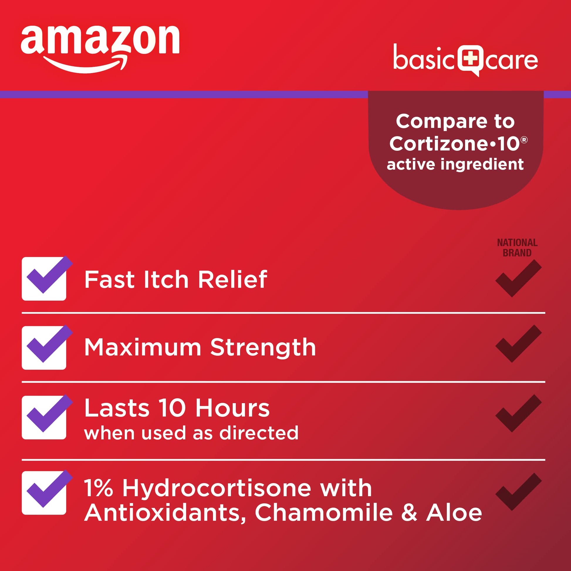 Amazon Basic Care Maximum Strength Anti-Itch Cream, Hydrocortisone 1 Percent Intensive Healing Formula, 1 ounce (Pack of 1) - Maple Wellness Supplements