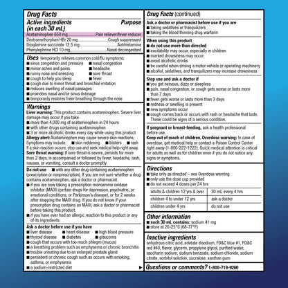 Amazon Basic Care Nighttime Severe Cold and Flu Syrup, Max Strength Liquid Medicine, Multi-Symptom Relief, for Adults and Children 12 Years and Older, Mixed Berry Flavor, 12 fl oz - Maple Wellness Supplements
