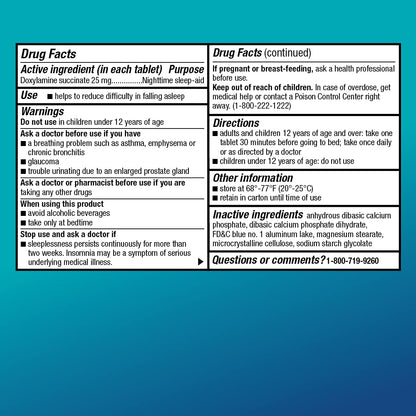 Amazon Basic Care Nighttime Sleep Aid Tablets for Adults, Doxylamine Succinate 25 mg, 96 Count - Maple Wellness Supplements