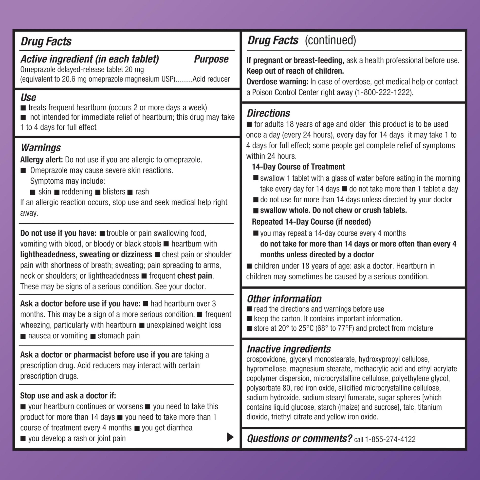 Amazon Basic Care Omeprazole Delayed Release Tablets 20 mg, Acid Reducer, Heartburn Medicine, 14-Day Course of Treatment, 28 Count - Maple Wellness Supplements