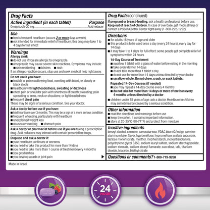 Amazon Basic Care Omeprazole Delayed Release Tablets 20 mg, Acid Reducer, Wildberry Mint Coated Tablet, Heartburn Medicine, 42 Count - Maple Wellness Supplements