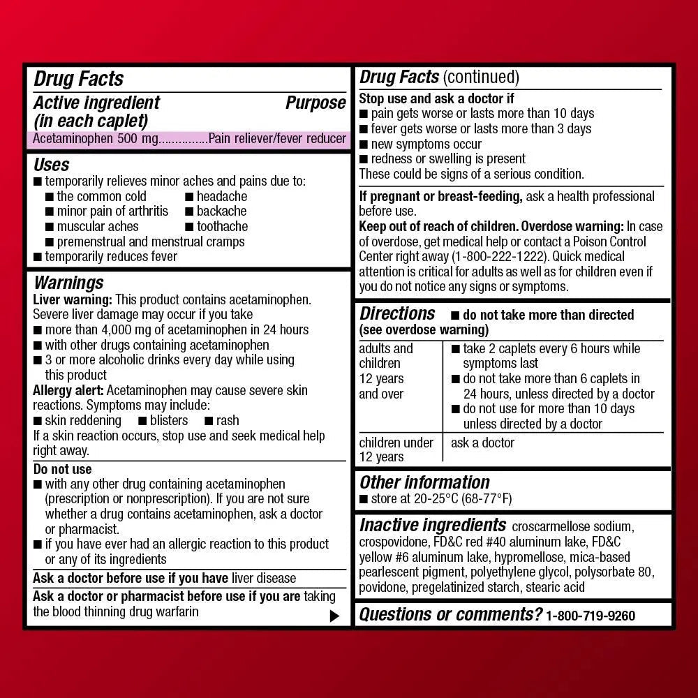Amazon Basic Care Rapid Release Acetaminophen Caplets 500 mg, Extra Strength Pain Reliever and Fever Reducer for Headache, Backache, Menstrual Pain, Arthritis Pain, 400 Count - Maple Wellness Supplements