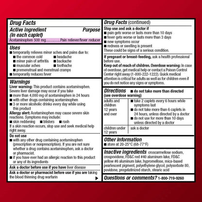 Amazon Basic Care Rapid Release Acetaminophen Caplets 500 mg, Extra Strength Pain Reliever and Fever Reducer for Headache, Backache, Menstrual Pain, Arthritis Pain, 400 Count - Maple Wellness Supplements