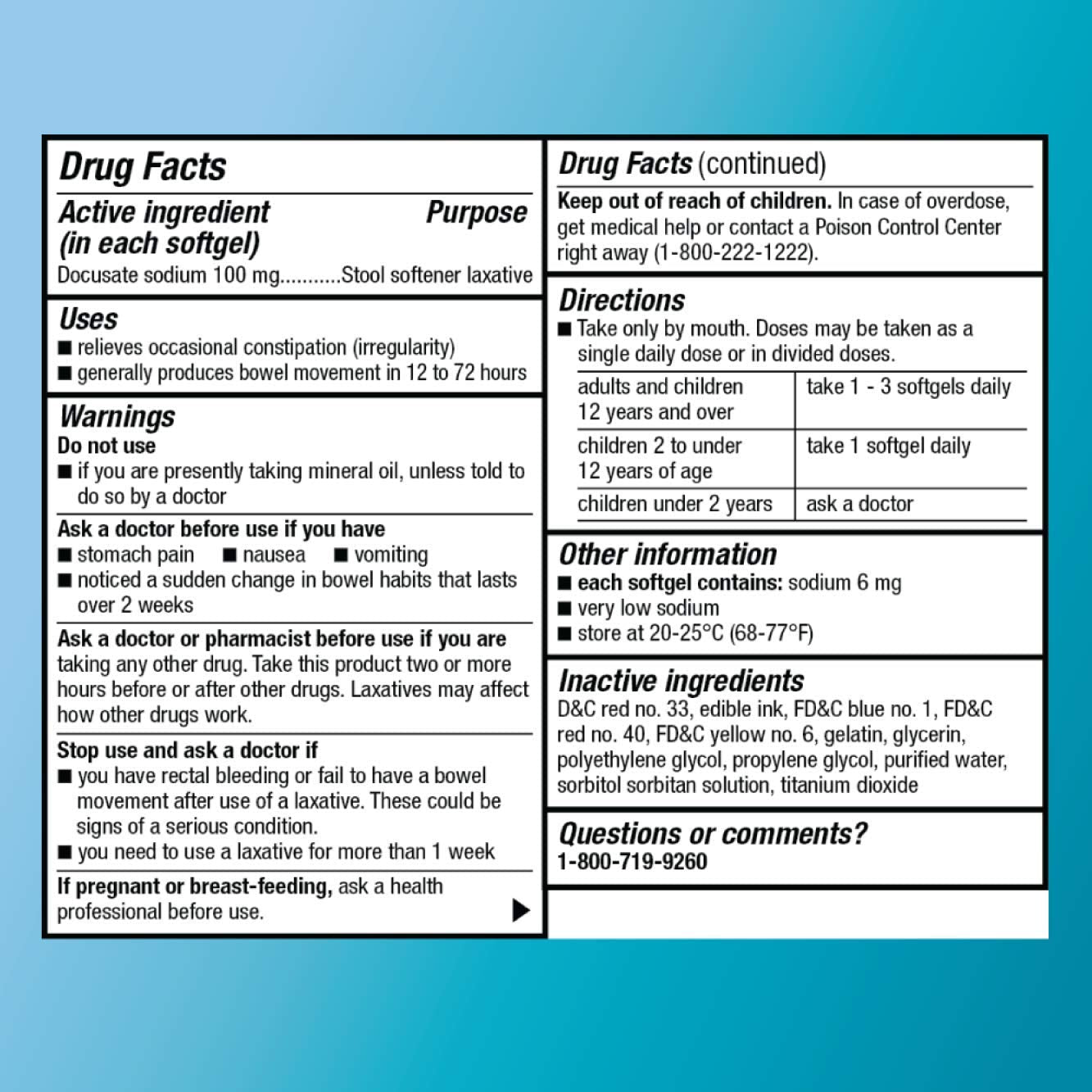 Amazon Basic Care Stool Softener Laxative, Docusate Sodium 100 mg, Softgels, For Constipation Relief, 100 Count - Maple Wellness Supplements