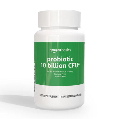 Amazon Basics Daily Probiotic, 10 Billion Active Cultures, Supporting Digestive and Intestinal Health, Capsule, 60 Count, Two Month Supply - Maple Wellness Supplements