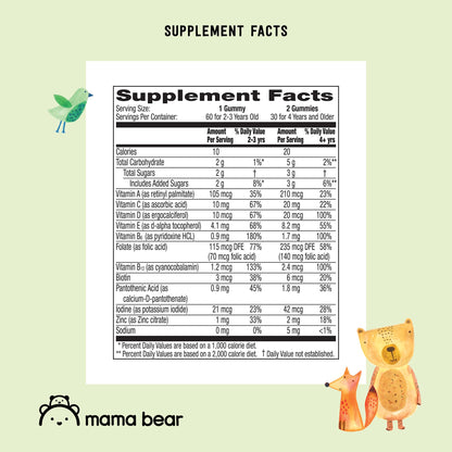 Amazon Brand - Mama Bear Organic Kids Multivitamin Gummies, Berry, Cherry & Orange, 60 Count, 1 Month Supply (Packaging May Vary) - Maple Wellness Supplements
