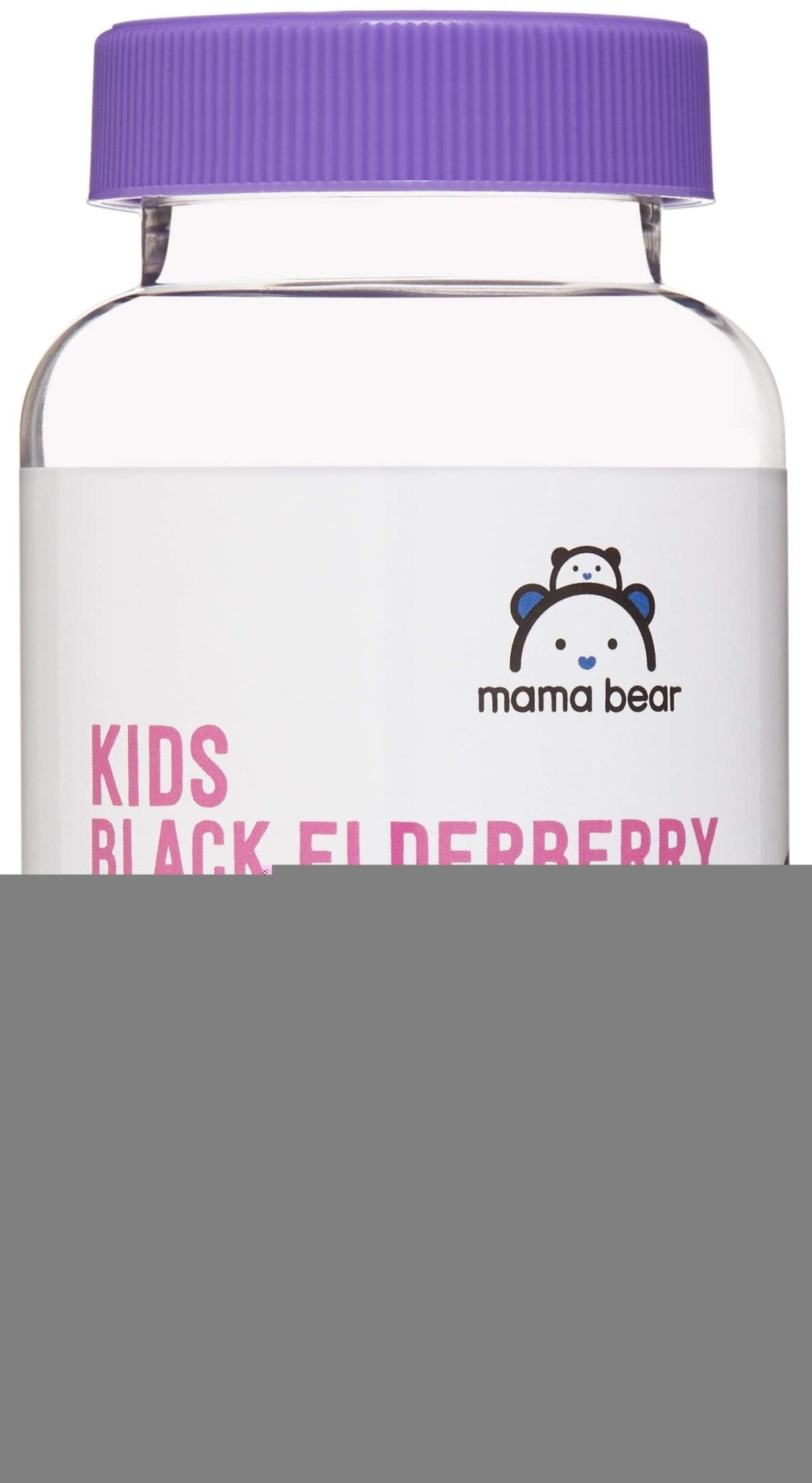 Amazon Brand - Mama Bear, Vegetarian Kids Black Elderberry Gummies 300 mg with Vitamins C, D, E and Zinc - Immune System Support - Maple Wellness Supplements