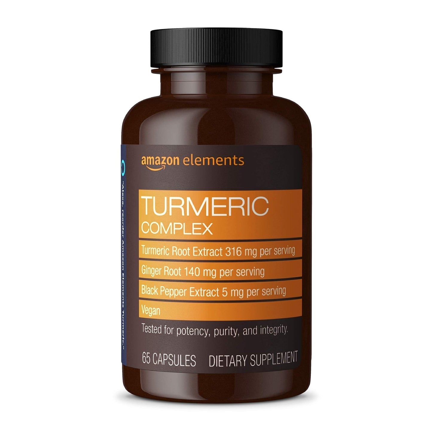 Amazon Elements Turmeric Complex, 316 mg Curcumin, 140 mg Ginger, 5 mg Black - Maple Wellness Supplements