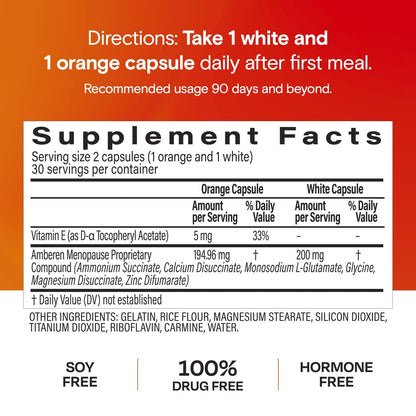 Amberen Menopause Supplement for Women, 60 Capsules, Clinically Proven, Helps Support Hormone Balance, Helps Relieve 12 Menopause Symptoms: Hot Flashes, Night Sweats, Mood Swings and More - Maple Wellness Supplements