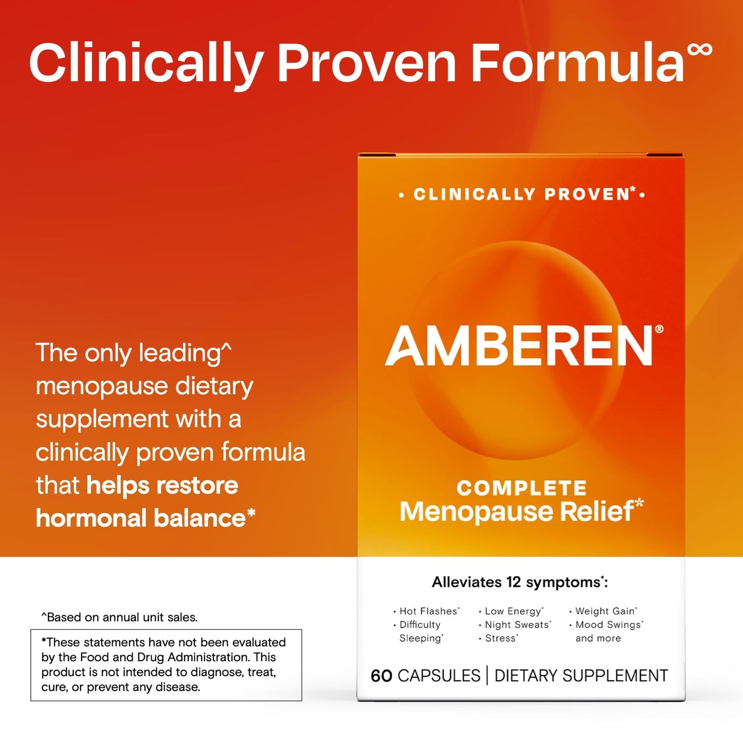 Amberen Menopause Supplement for Women, 60 Capsules, Clinically Proven, Helps Support Hormone Balance, Helps Relieve 12 Menopause Symptoms: Hot Flashes, Night Sweats, Mood Swings and More - Maple Wellness Supplements