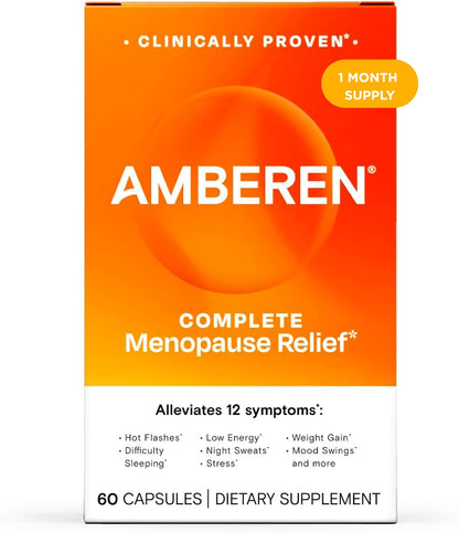 Amberen Menopause Supplement for Women, 60 Capsules, Clinically Proven, Helps Support Hormone Balance, Helps Relieve 12 Menopause Symptoms: Hot Flashes, Night Sweats, Mood Swings and More - Maple Wellness Supplements
