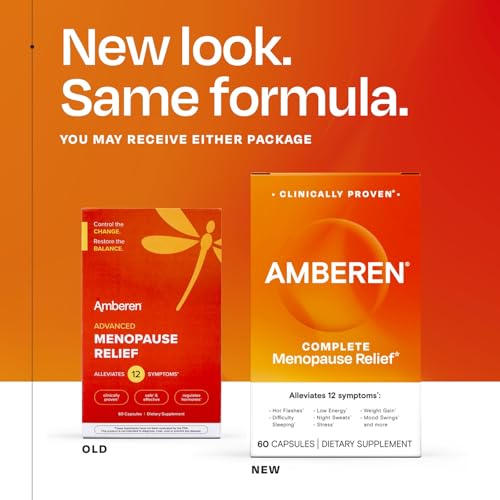 Amberen Menopause Supplement for Women, 60 Capsules, Clinically Proven, Helps Support Hormone Balance, Helps Relieve 12 Menopause Symptoms: Hot Flashes, Night Sweats, Mood Swings and More - Maple Wellness Supplements