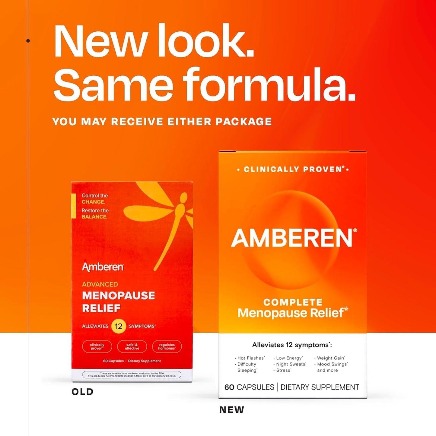 Amberen Menopause Supplement for Women, 60 Capsules, Clinically Proven, Helps Support Hormone Balance, Helps Relieve 12 Menopause Symptoms: Hot Flashes, Night Sweats, Mood Swings and More - Maple Wellness Supplements