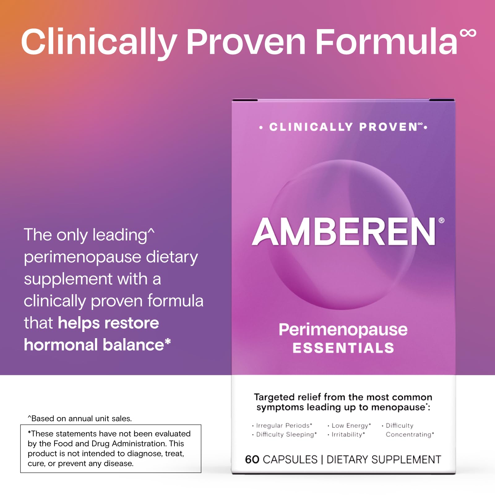 Amberen Perimenopause, Peri-Menopause Multi-Symptom Relief, Vitamin B, Vitamin E & Antioxidants Supplement, Helps Support Hormone Balance, Hot Flashes & Night Sweats, Supplements for Women, 180 Count - Maple Wellness Supplements