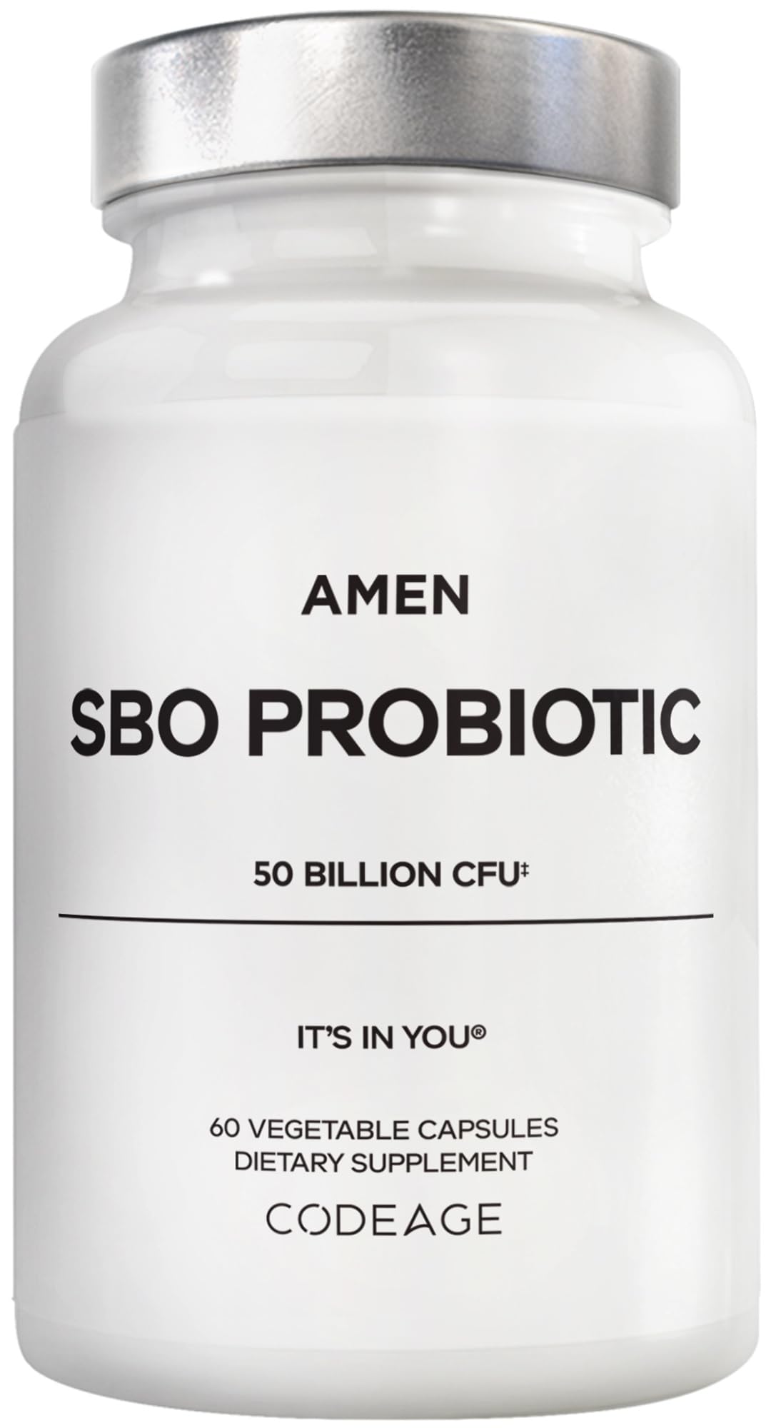 Amen Probiotics Supplement, SBO Probiotic and Organic Prebiotics, 50 Billion CFUs, Shelf Stable, No Refrigeration Required, Flora Daily Probiotic Formula for Women & Men - Maple Wellness Supplements