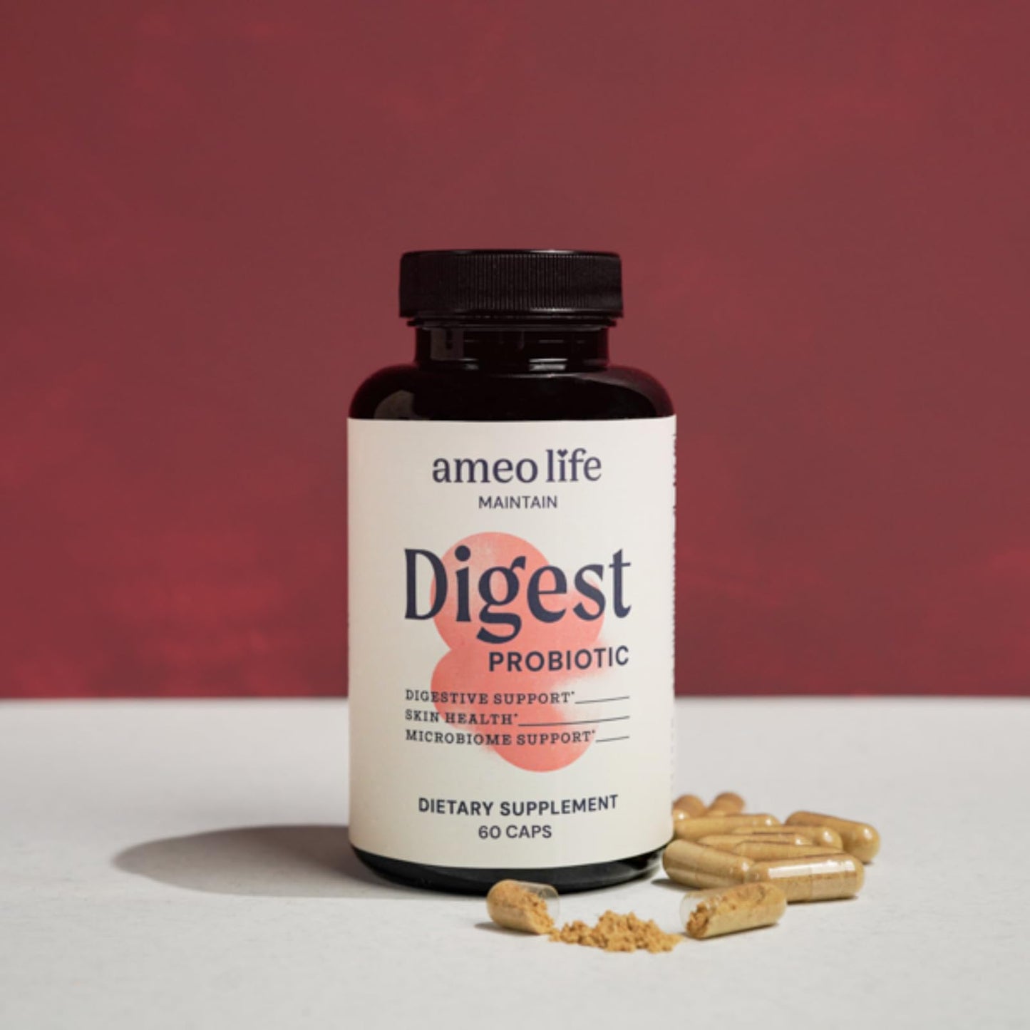 Ameo Life Probiotic for Digestive & Gut Health – Bacillus Subtilis & Bacillus Coagulans with Aloe Vera, Turmeric, Psyllium, Slippery Elm - Maple Wellness Supplements