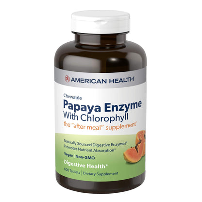 American Health Chewable Papaya Enzyme with Chlorophyll 600 Chwbls - Maple Wellness Supplements