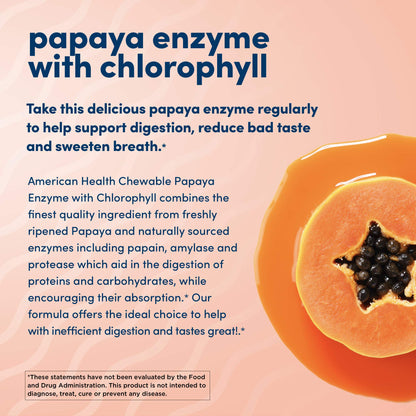 American Health Chewable Papaya Enzyme with Chlorophyll 600 Chwbls - Maple Wellness Supplements