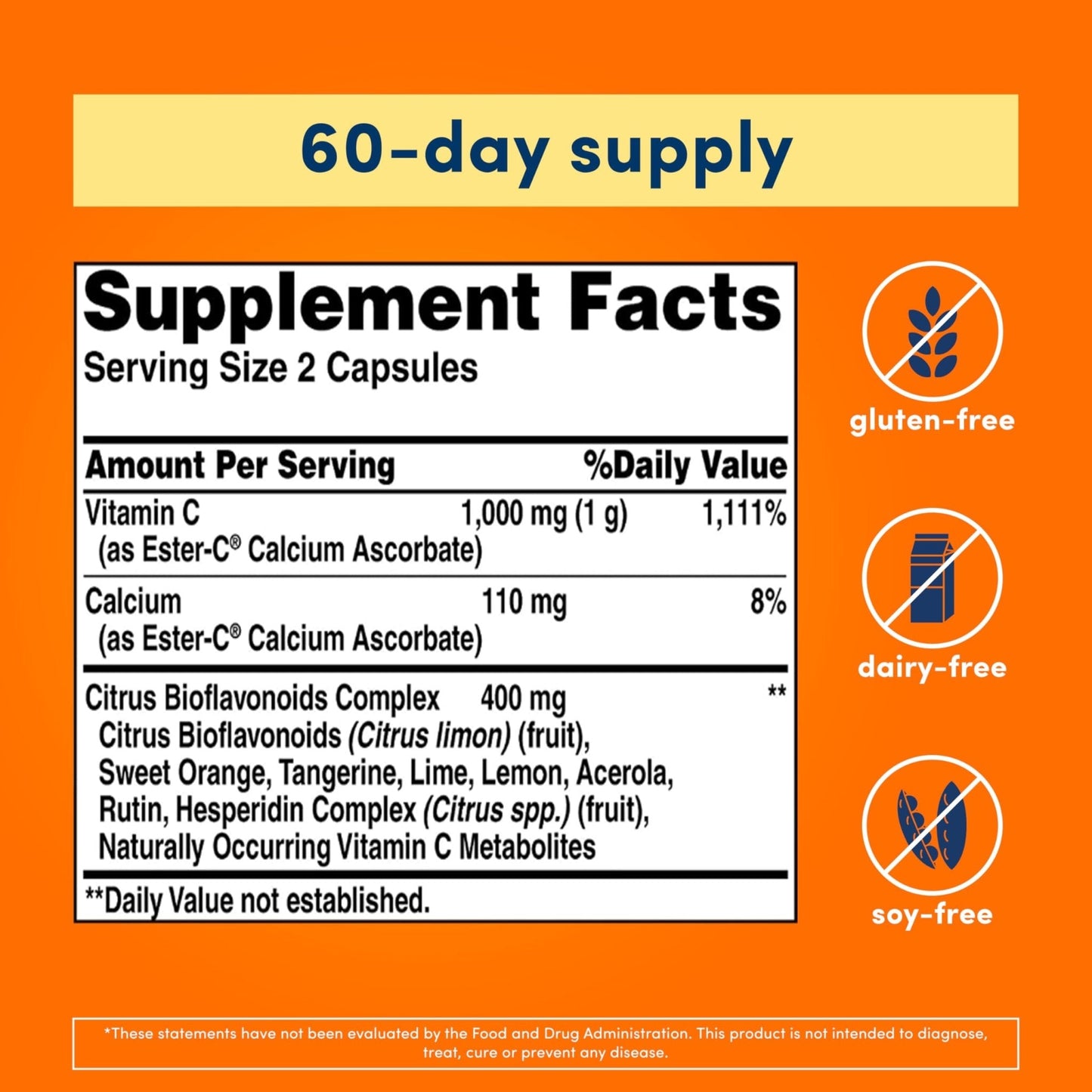 American Health Ester-C with Citrus Bioflavonoids Capsules - Gentle On Stomach, Non-Acidic Vitamin C - 500 mg, - Maple Wellness Supplements