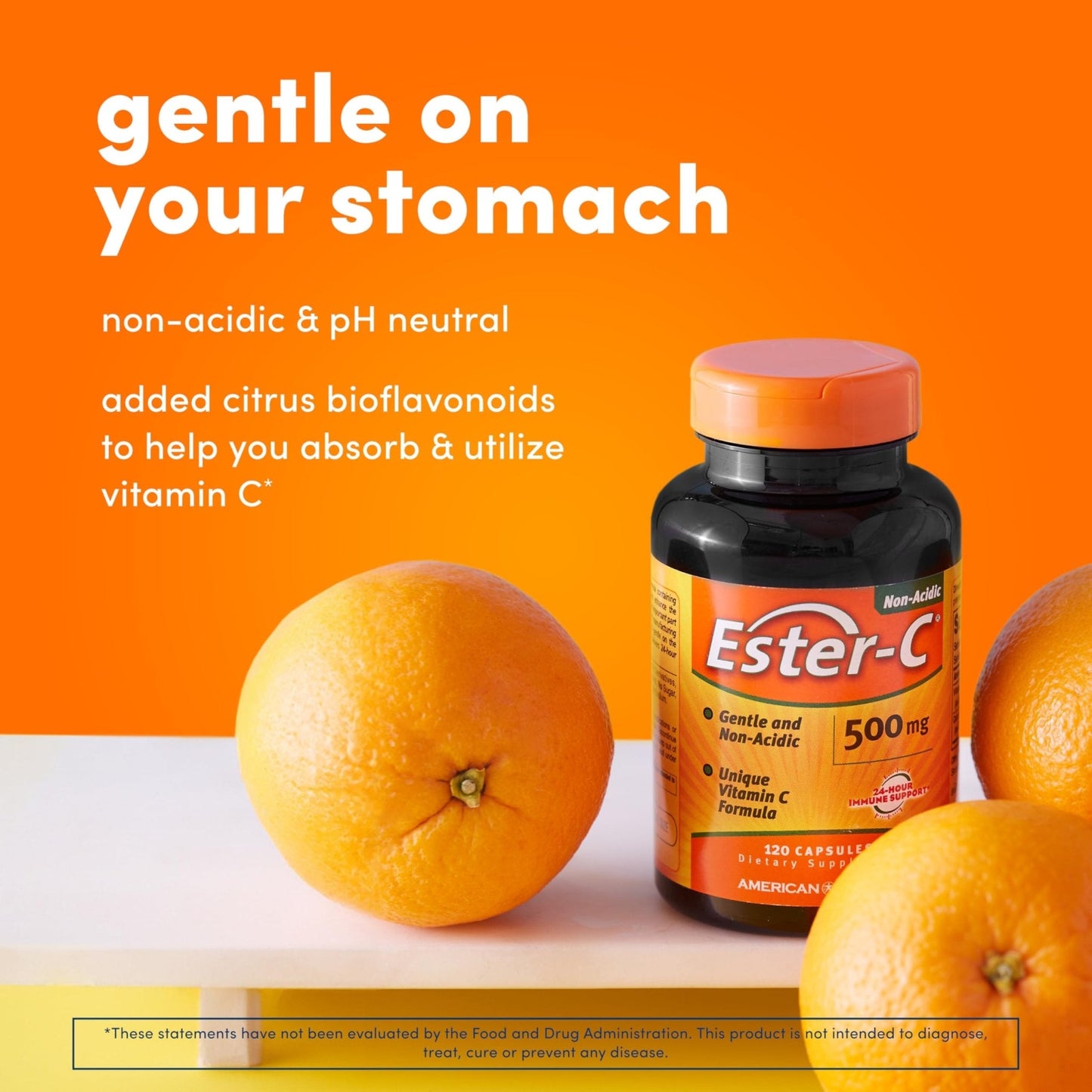 American Health Ester-C with Citrus Bioflavonoids Capsules - Gentle On Stomach, Non-Acidic Vitamin C - 500 mg, - Maple Wellness Supplements