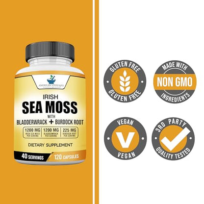 American Standard Supplements Irish Sea Moss 1200mg, Bladderwrack 1200mg - Maple Wellness Supplements