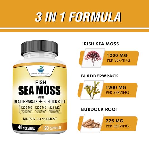American Standard Supplements Irish Sea Moss 1200mg, Bladderwrack 1200mg - Maple Wellness Supplements