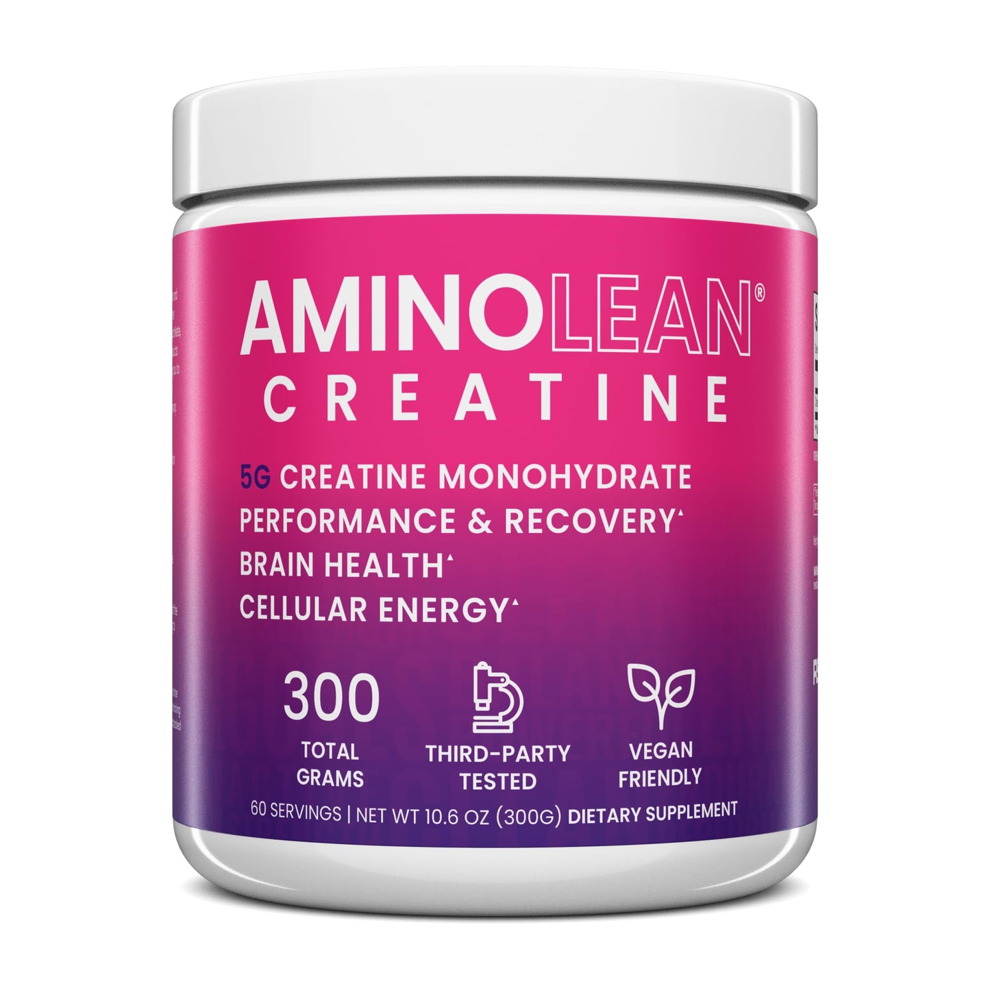 AminoLean Creatine for Women and Men, Pure Micronized Creatine Monohydrate Powder Supplement for Muscle Toning, Mood Support, Energy Boost, and Brain Health, 300g - Maple Wellness Supplements
