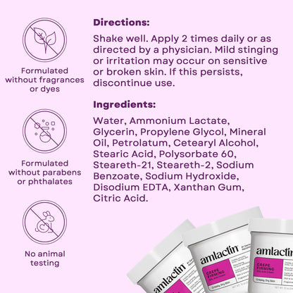 AmLactin Crepe Firming Cream - Therapeutic Skin Tightening Cream for Body – No-Scrub Exfoliator and Moisturizer - Maple Wellness Supplements