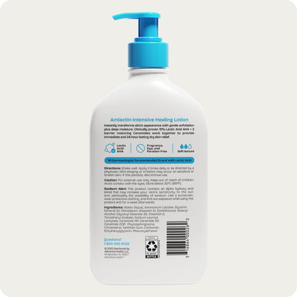 AmLactin Intensive Healing Body Lotion - Therapeutic Lotion for Extremely Dry Skin - No-Scrub Exfoliator and Moisturizer - Maple Wellness Supplements