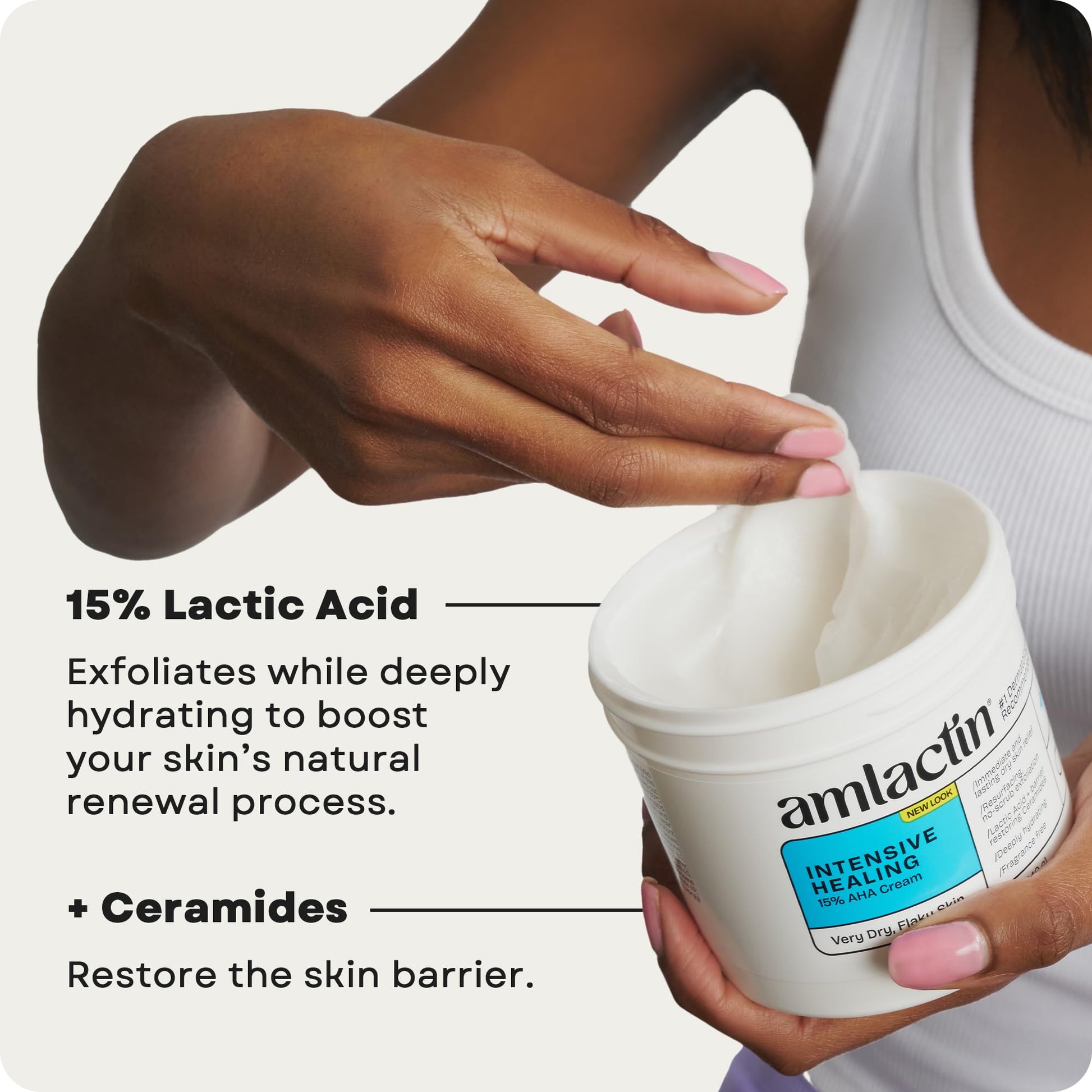 AmLactin Intensive Healing - Therapeutic Body Cream for Extremely Dry Skin - No-Scrub Exfoliator and Body Moisturizer Cream - Maple Wellness Supplements