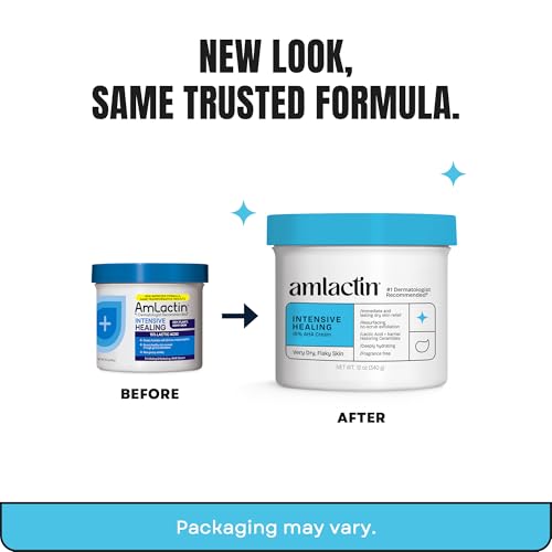 AmLactin Intensive Healing - Therapeutic Body Cream for Extremely Dry Skin - No-Scrub Exfoliator and Body Moisturizer Cream - Maple Wellness Supplements