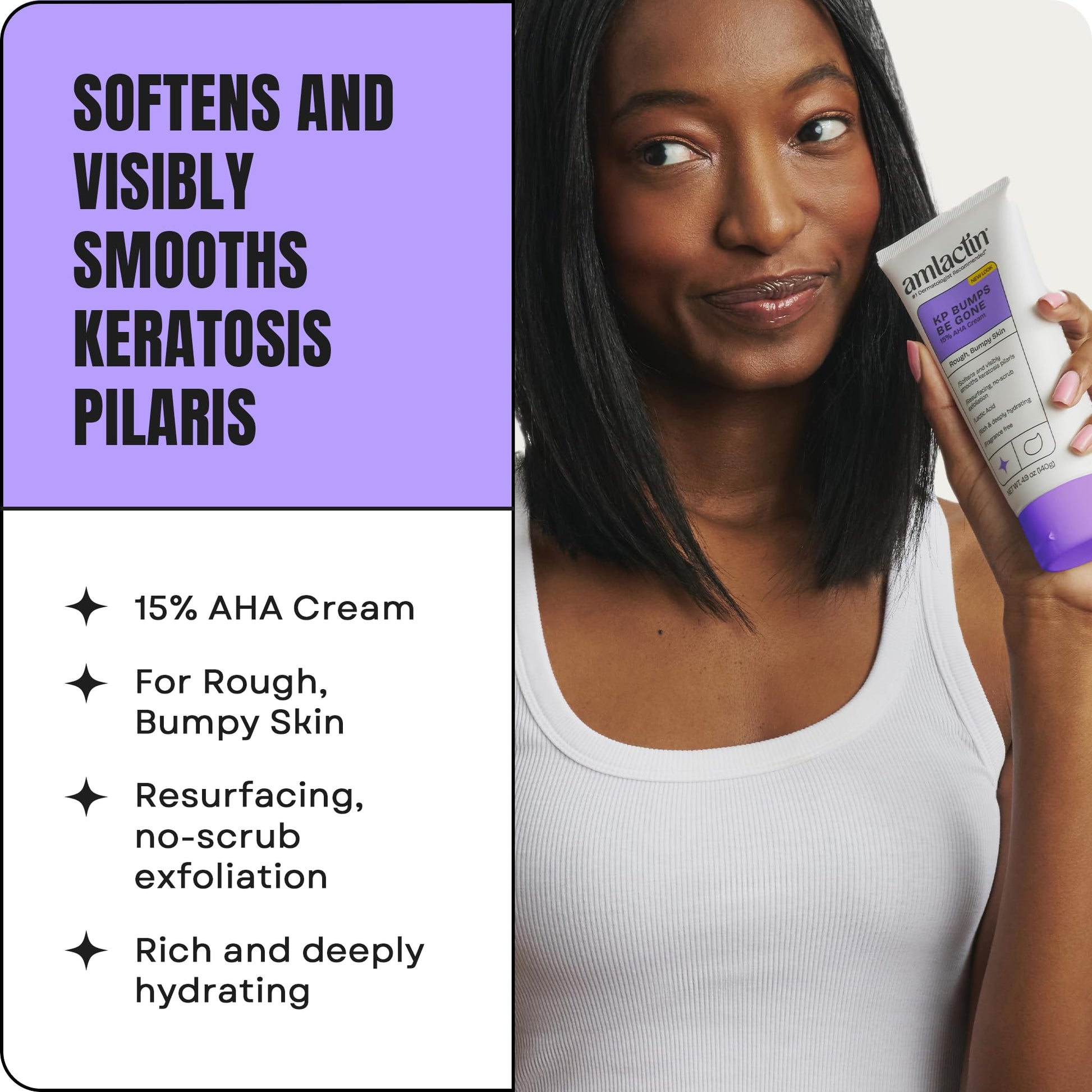 AmLactin KP Bumps Be Gone - Therapeutic Body Cream for Keratosis Pilaris - No-Scrub Exfoliator and Body Moisturizer - Maple Wellness Supplements