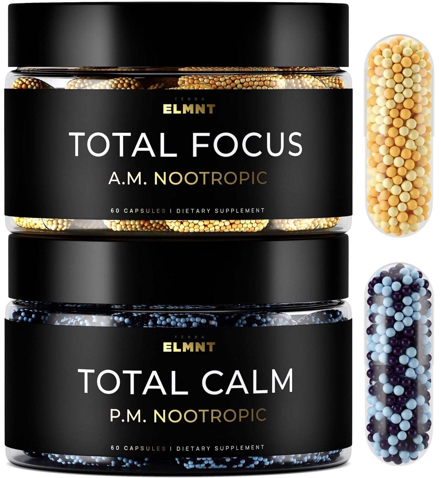 AMPM Nootropic Total Focus + Calm 9X Strength w. Caffeine, L-Theanine, Alpha GPC, L-Tyrosine, Ashwagandha - X-Release Energy Pills Nootropics Brain Support Supplements for Memory and Focus Supplement - Maple Wellness Supplements