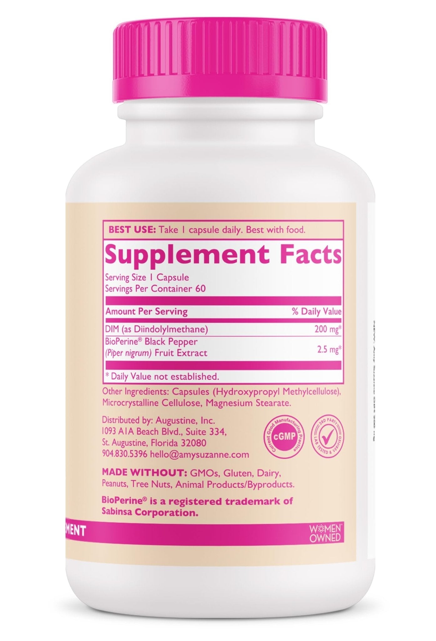 Amy Suzanne 200 DIM Supplement for Women - Estrogen Metabolism and Hormone Harmony for Menopause, Perimenopause & PMS Support - DIM Plus Bioperine for Mood Support - 60 Day Supply, Vegan - Maple Wellness Supplements