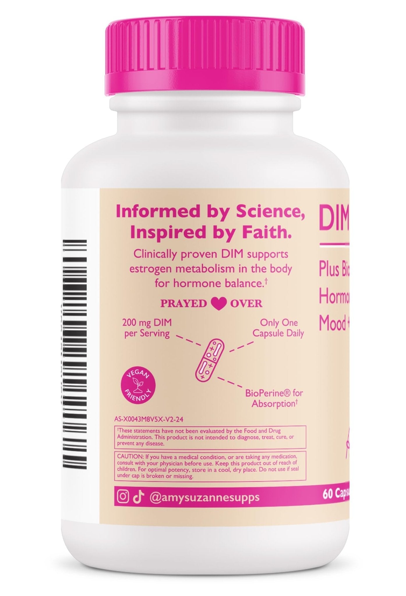 Amy Suzanne 200 DIM Supplement for Women - Estrogen Metabolism and Hormone Harmony for Menopause, Perimenopause & PMS Support - DIM Plus Bioperine for Mood Support - 60 Day Supply, Vegan - Maple Wellness Supplements
