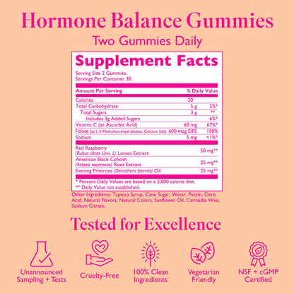 Amy Suzanne Hormone Balance Gummies for Women - Hormone Harmony for Mood, Energy, Bloating - Hormonal PMS, Perimenopause & Menopause Support - Red Raspberry Leaf & Black Cohosh - 60 Gummy Supplements - Maple Wellness Supplements