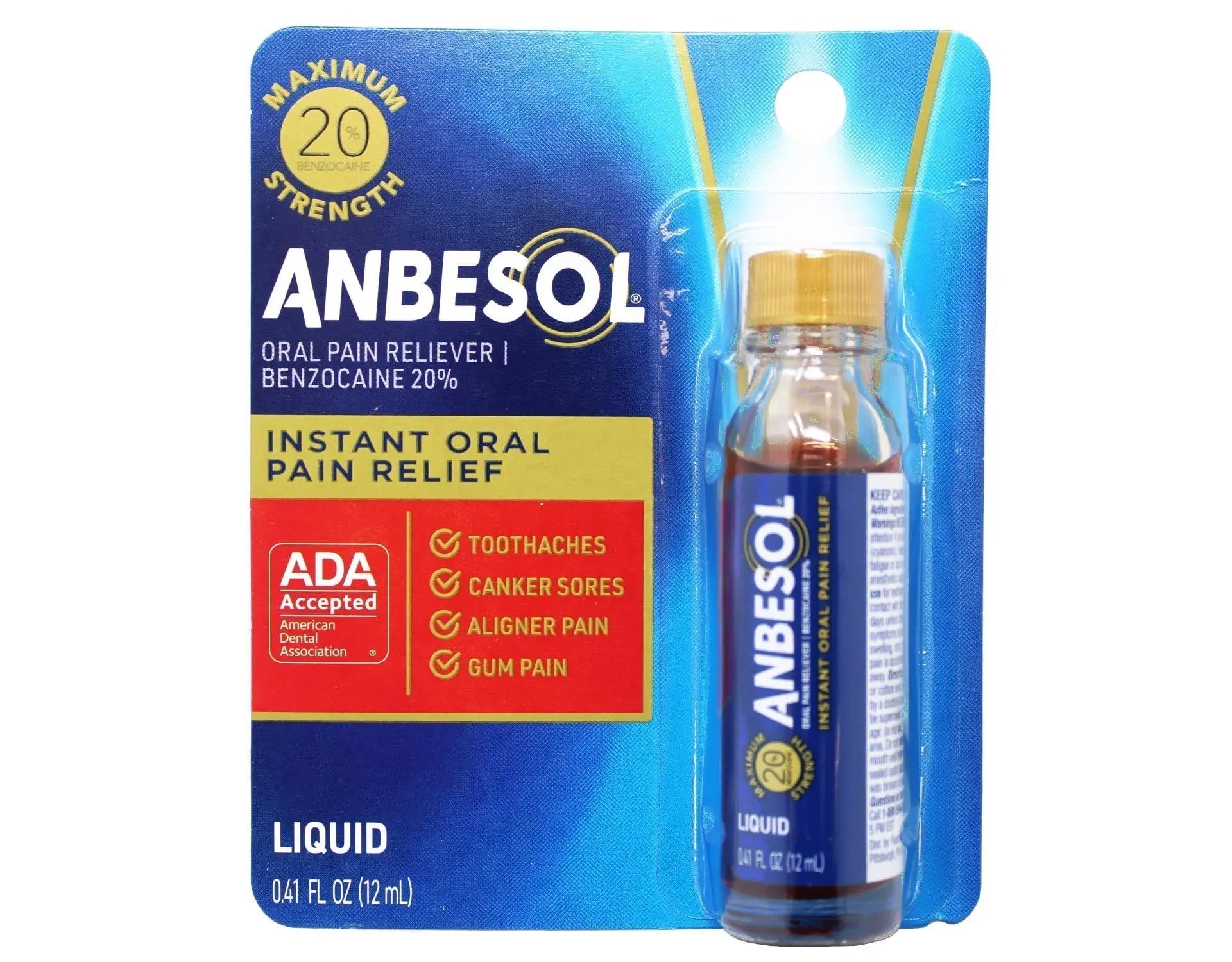 Anbesol Maximum Strength Liquid, 0.41 Fluid Ounce (Pack of 3) - Maple Wellness Supplements
