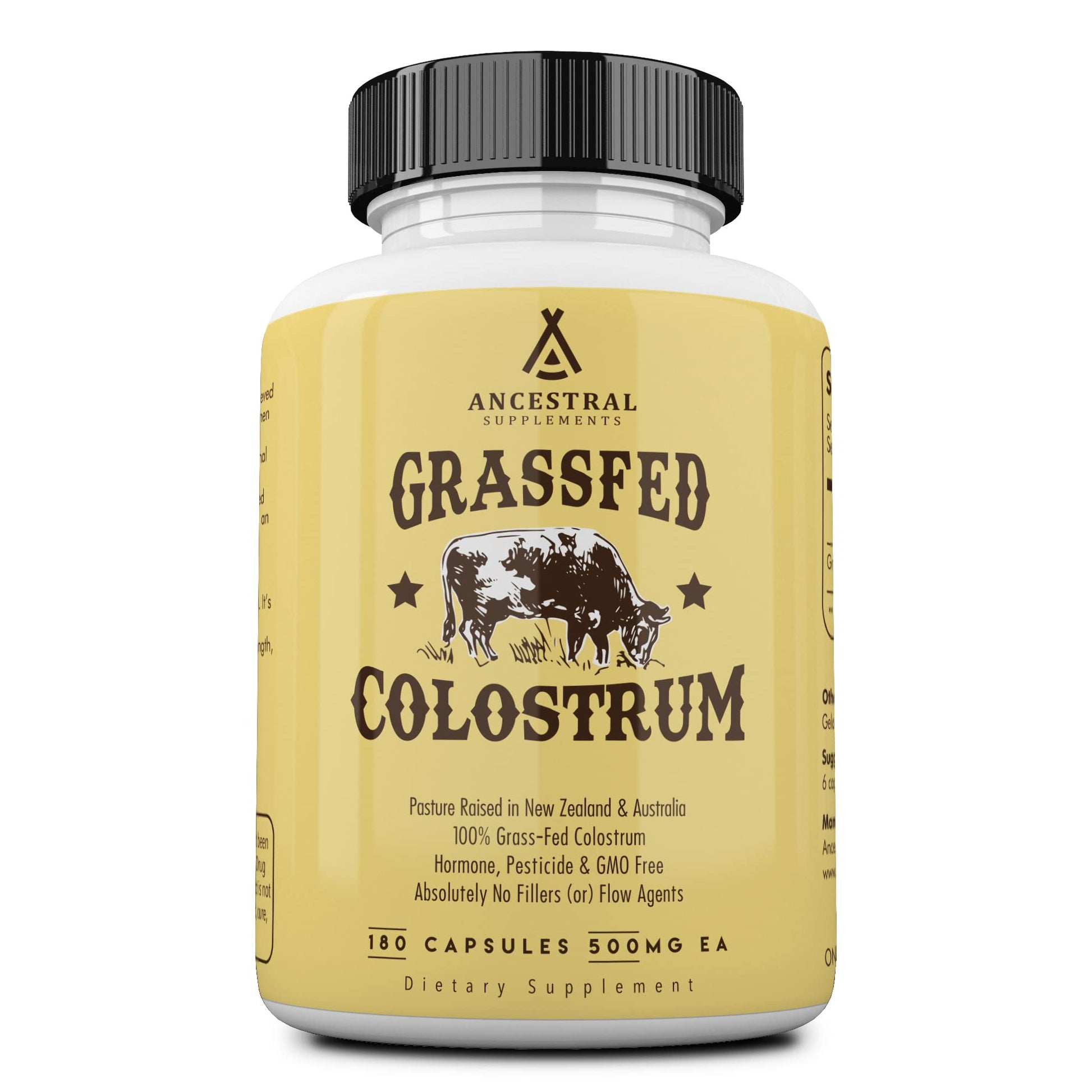 Ancestral Supplements Grass Fed Beef Colostrum Supplement, 3000 mg, 180 Capsules - Maple Wellness Supplements