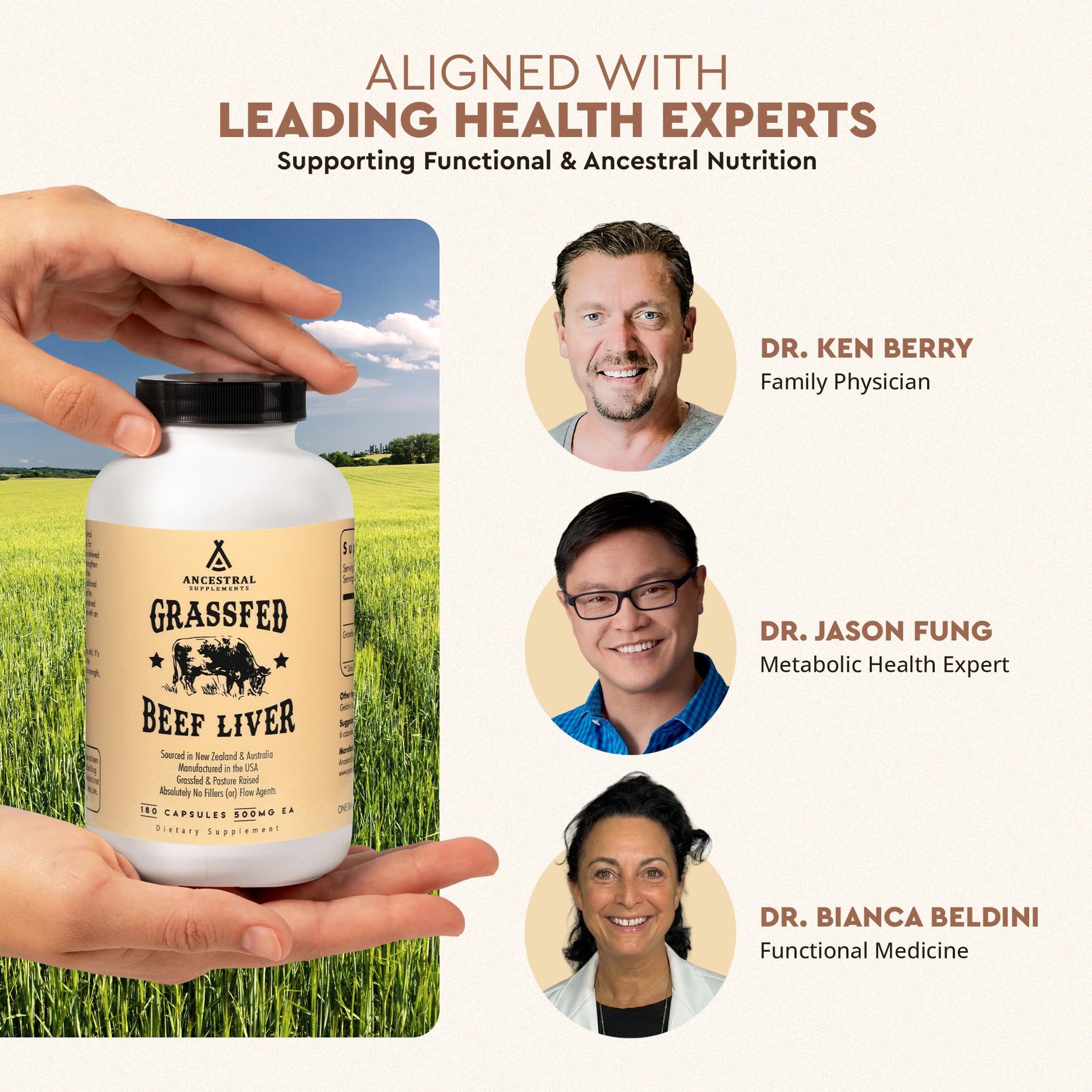 Ancestral Supplements Grass Fed Beef Liver 180 Capsules, Supports Energy Production, Detoxification, Digestion, Immunity and Full Body Wellness - Maple Wellness Supplements