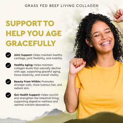 Ancestral Supplements Grass Fed Beef Living Collagen Nutritional Powder Supplement, 3000mg, Promotes Healthier, Younger Looking Skin, Hair - Maple Wellness Supplements