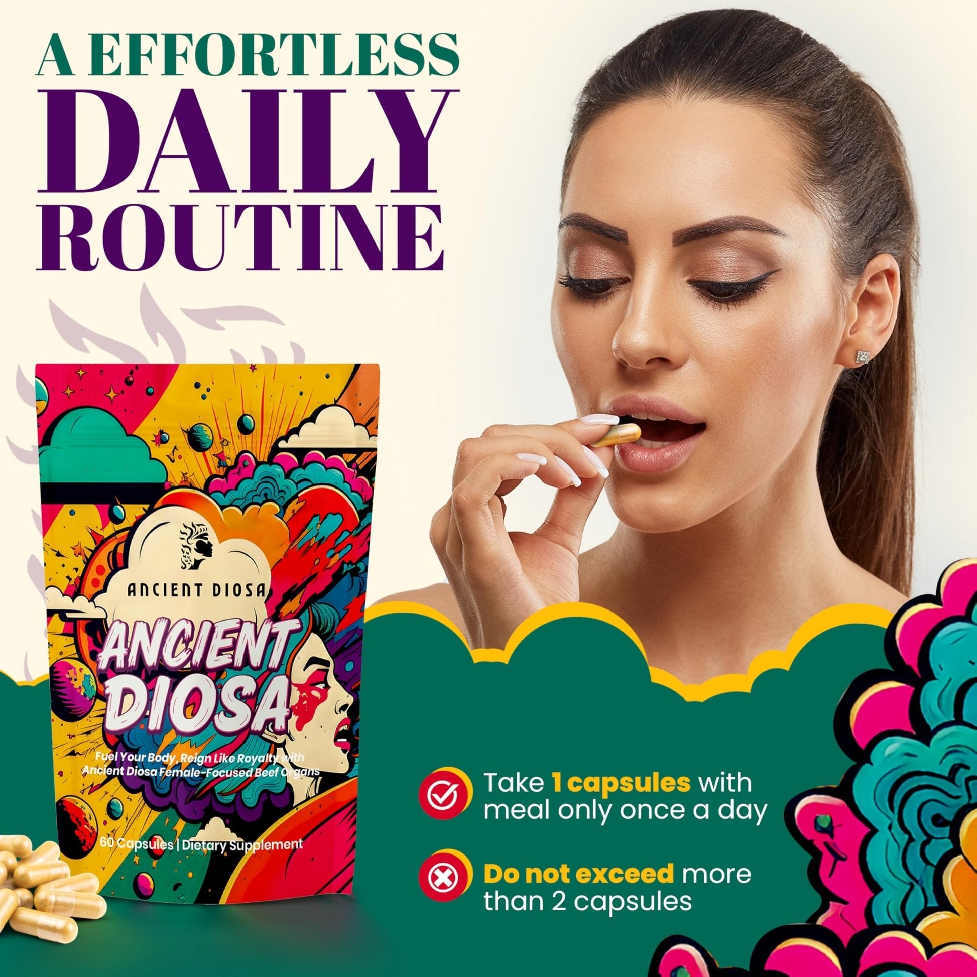 ANCIENT DIOSA Grass Fed Beef Liver Capsules - Female-Focused Organ Supplement with Liver, Heart, Ovary & Uterus - Supports Hormone Balance & Vitality, Whole Body Wellness - 60 Capsules - Maple Wellness Supplements