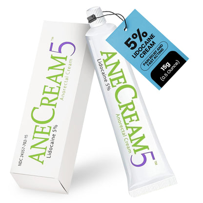 AneCream5-5% Lidocaine Numbing Cream - Maximum OTC Strength, Medical Grade Numbing Cream, Topical Anesthetic Lidocaine for Local & Anorectal Uses, Hemorrhoid Cream (0.5 oz/15 g) - Maple Wellness Supplements