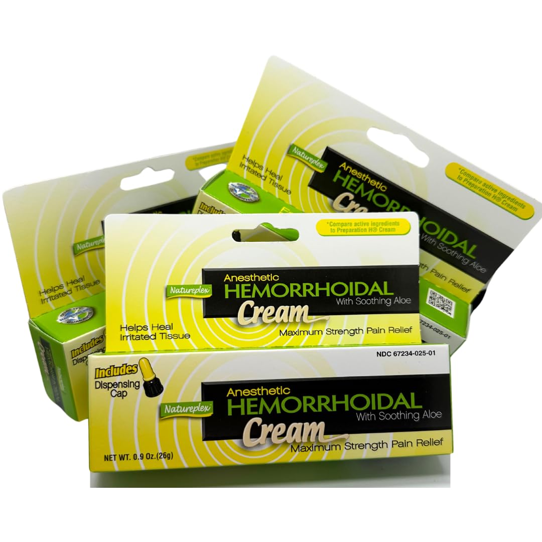 Anesthetic Hemorrhoidal Cream with Soothing Aloe Cream 3 Pack - Maple Wellness Supplements