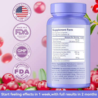 AnFamer Vaginal Probiotics for Women Female,Promotes Ph Balance,Healthy Vaginal Odor & Flora,Urinary Tract Health with Prebiotics & Lactobacillus Probiotic - Maple Wellness Supplements
