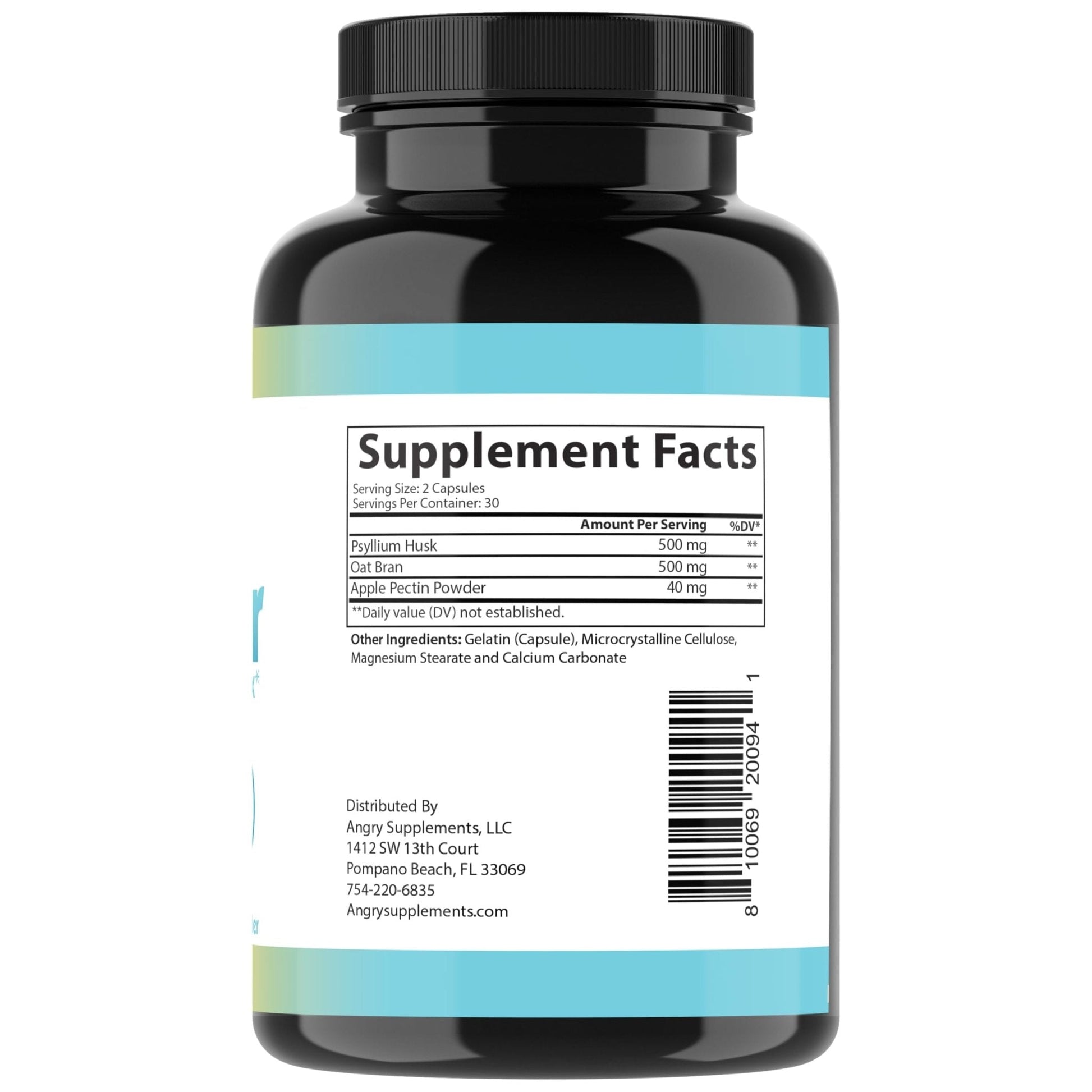 Angry Supplements Tri-Fiber Digestive Health Complex – Psyllium Husk, Oat Bran & Apple Pectin – Prebiotic Fiber for Gut Health & Regularity – 60 Capsules (2-Bottles) - Maple Wellness Supplements